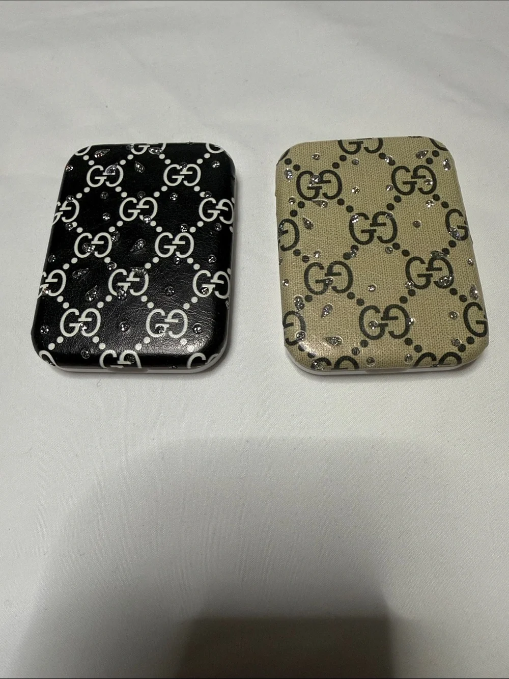 Set of 2 Style Black and Beige Fashion Design Mirrors
